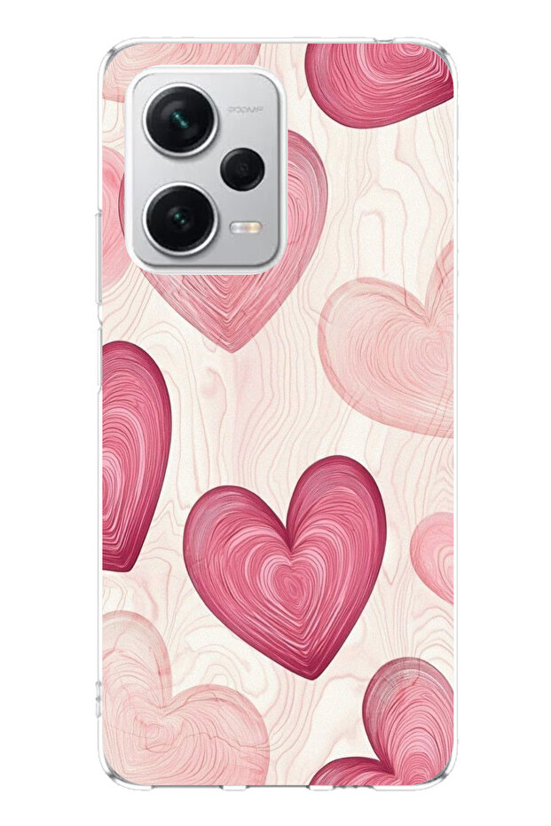 حافظة سيليكون متوافقة مع هاتف Redmi Note 12 PRO PLUS باللون الوردي الخطوي مطبوع - 1