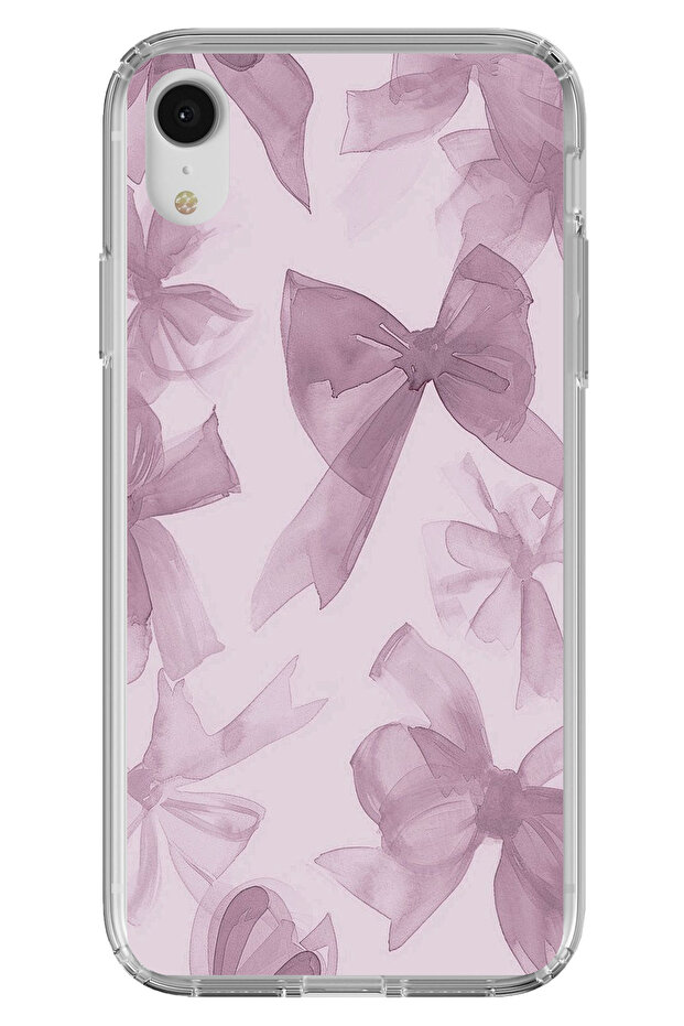 iPhone Xr Compatible Violet Tone Bow Printed Silicone Case - 1