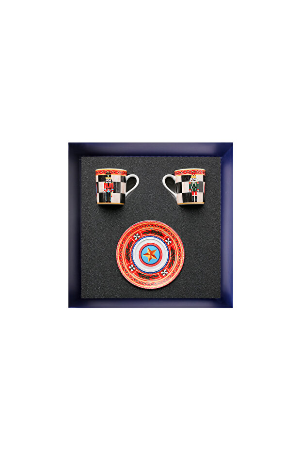 طقم فناجين قهوة من قطعتين على شكل كسارة البندق - 1