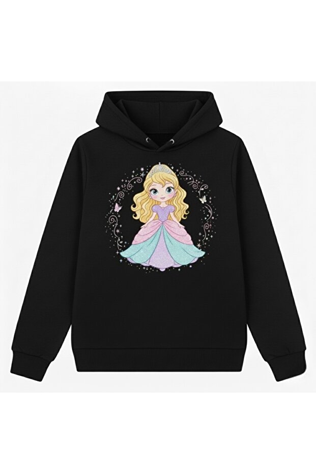 100% Cotton Shiny Fairy Tale Princess Printed Children's Hooded Sweatshirt
