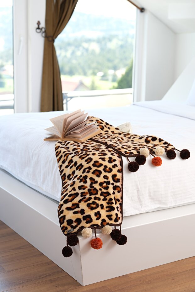 سجادة سرير ويلسوفت مع زخارف بومبوم |   شال | غطاء سرير - 1