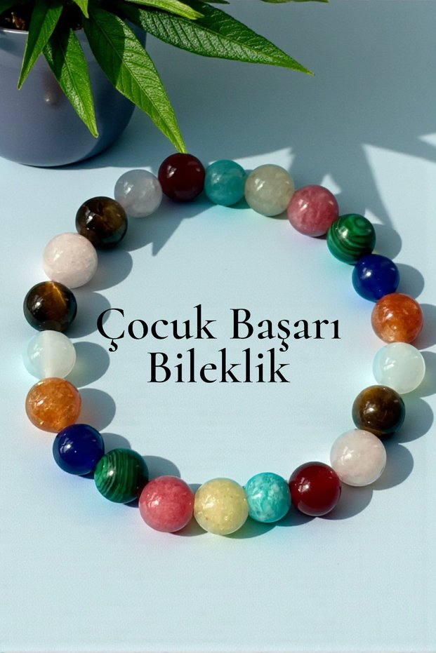 Children's Success Bracelet Unisex 8 mm 16 cm (Mixed Natural Stone Bracelet)