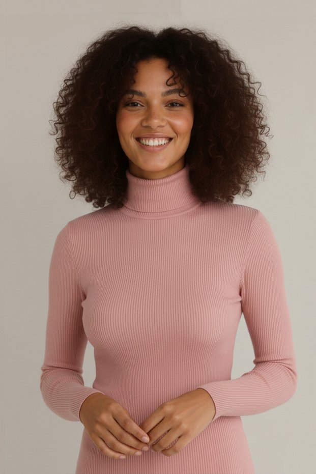 Unisex Ribbed Knit Stretch Fabric Cotton Body Turtleneck Slimfit High Neck Sweater