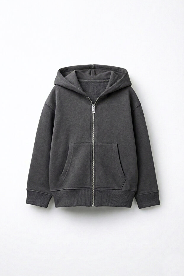 Children's Unisex Basic Zippered Sweatshirt Cardigan