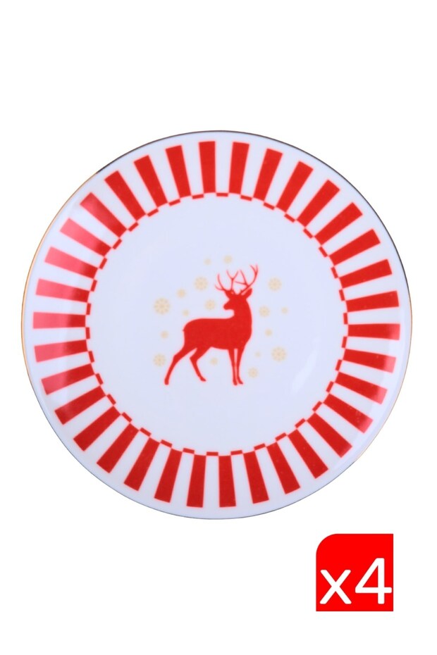 Tabak Evi Porcelain Gold Gilded Deer Cake Plate 20.50cm Set of 4