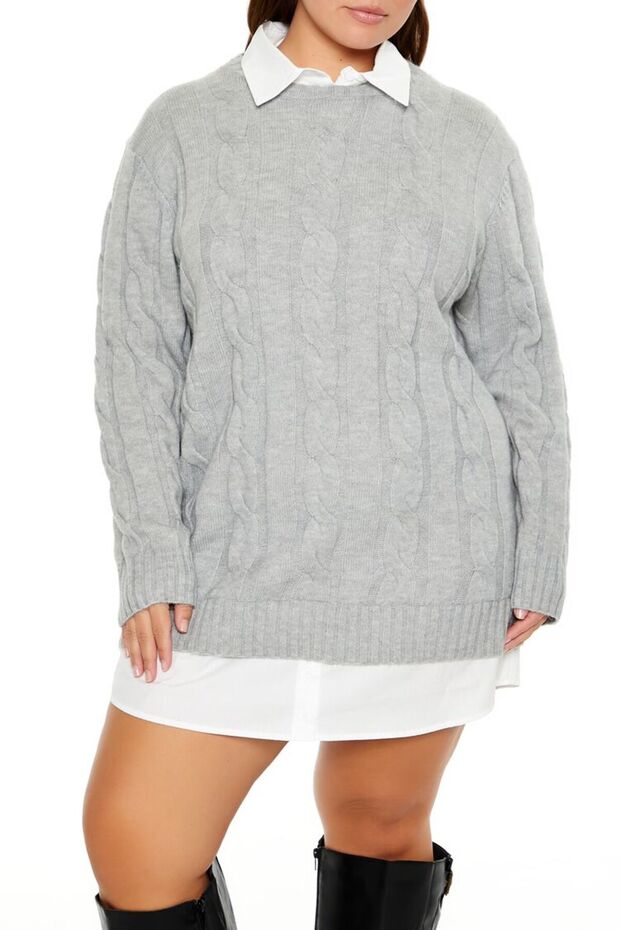 Plus Size Kombin Triko Mini Elbise - 2