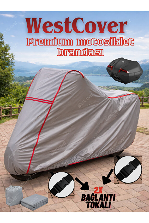 Yuki Forza 100 Topcase Compatible (Red-Stitched) Reflective Motorcycle Tarpaulin