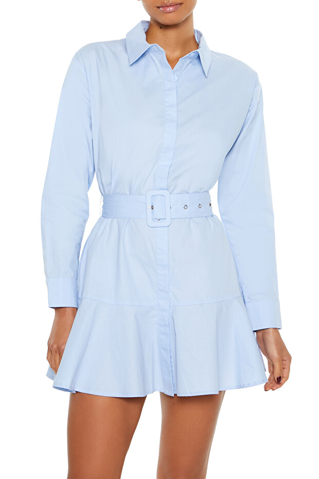 Kemer Detaylı Mini Elbise - 1