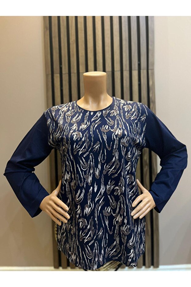 Women's Middle-Aged and Older Printed Patterned Glittery Slit Mother Combed Cotton Blouse