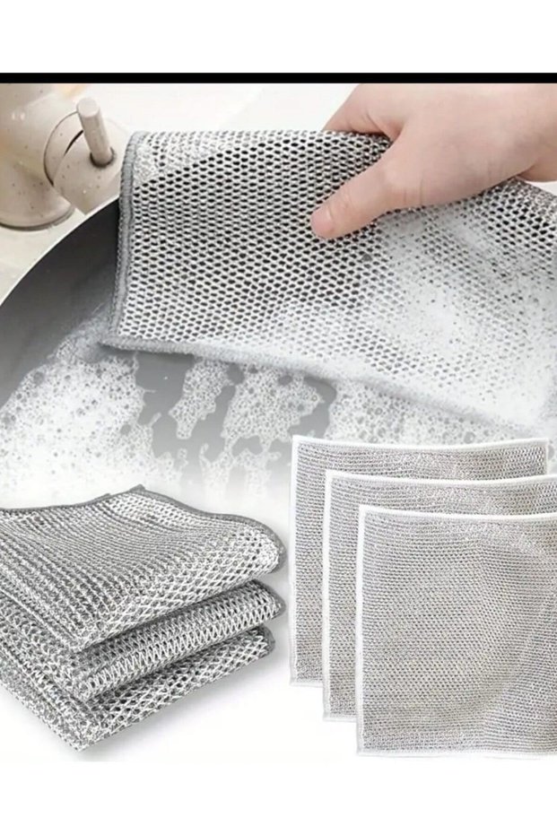 2 Pieces Dishwashing Wire Double-Sided Dishcloth Wire Kitchen Bathroom Sink (20X20 cm)