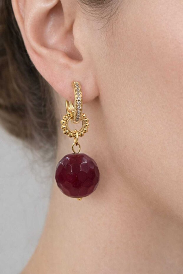 أقراط دائرية ملونة من الياقوت - 1