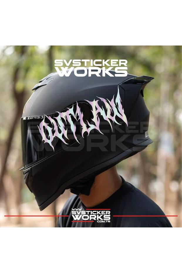 Outlaw Written Helmet Sticker Compatible with All Helmets One Direction 1 Piece