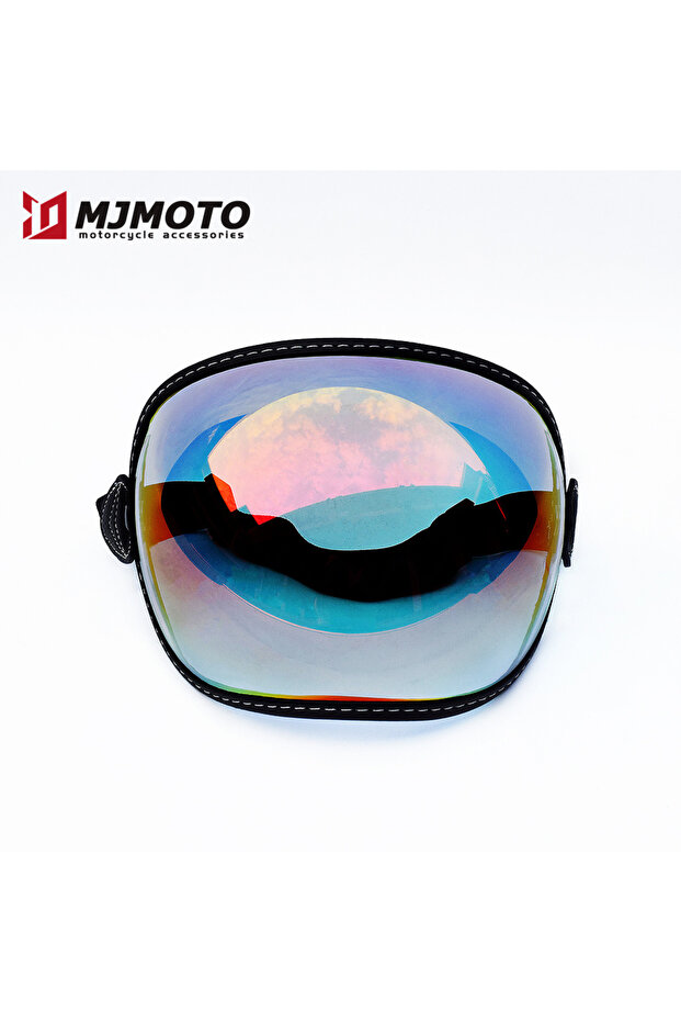Revo Red Retro Motorcycle Goggles Full Face Helmets Lens Glasses Moto Helmet Bubble Visor Lens Anti-