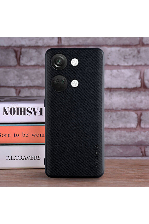for Oneplus Nord 3 Black Textile Leather Case for Nord 3 5G Soft TPU Around the Edge with Back Hard