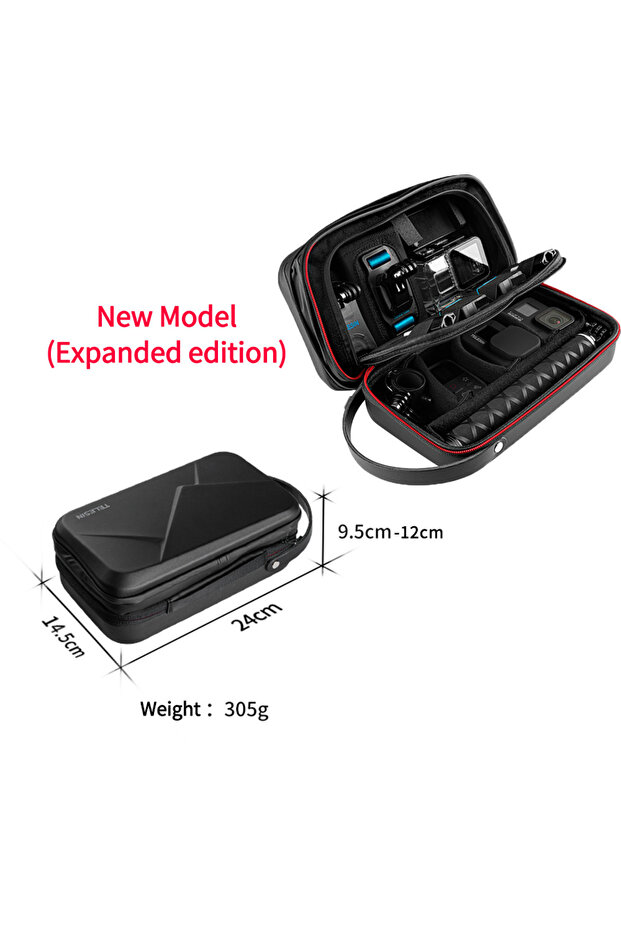 New model TELESIN Waterproof Carrying Adjustable Space Bag PU for GoPro Hero 13 12 11 10 9 8 7 6 Ins