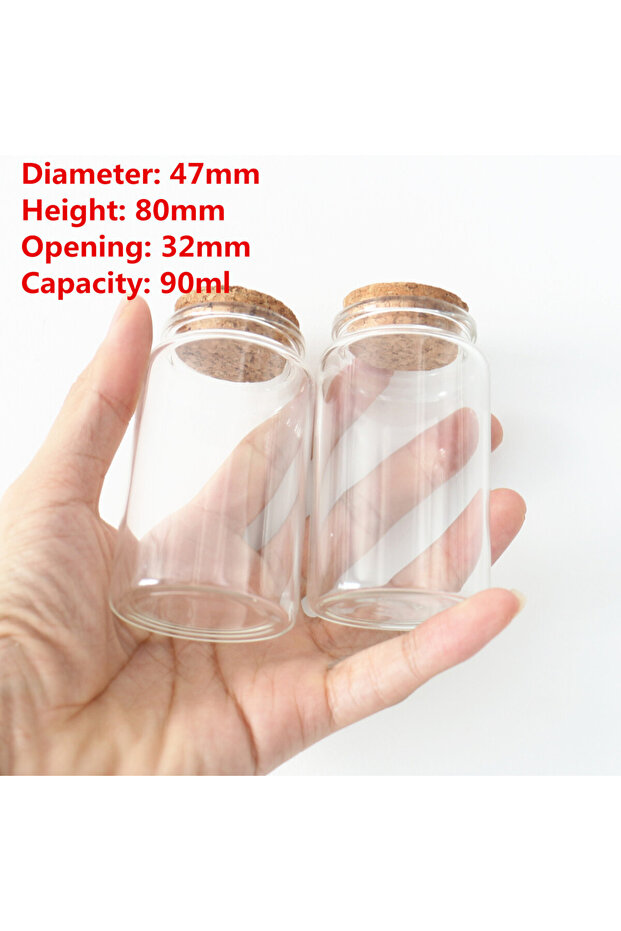 6 pieces 6 pcs/lot 33*47*80mm 90ml Glass Bottles With Cork Stopper Empty Glass Vials Jars Sub-Bottl