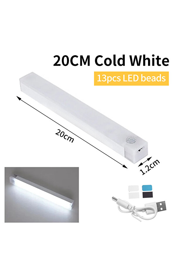 20cm cold white Motion Sensor Light Wireless Rechargeable LED Night Light Closet Cabinet Wardrobe La