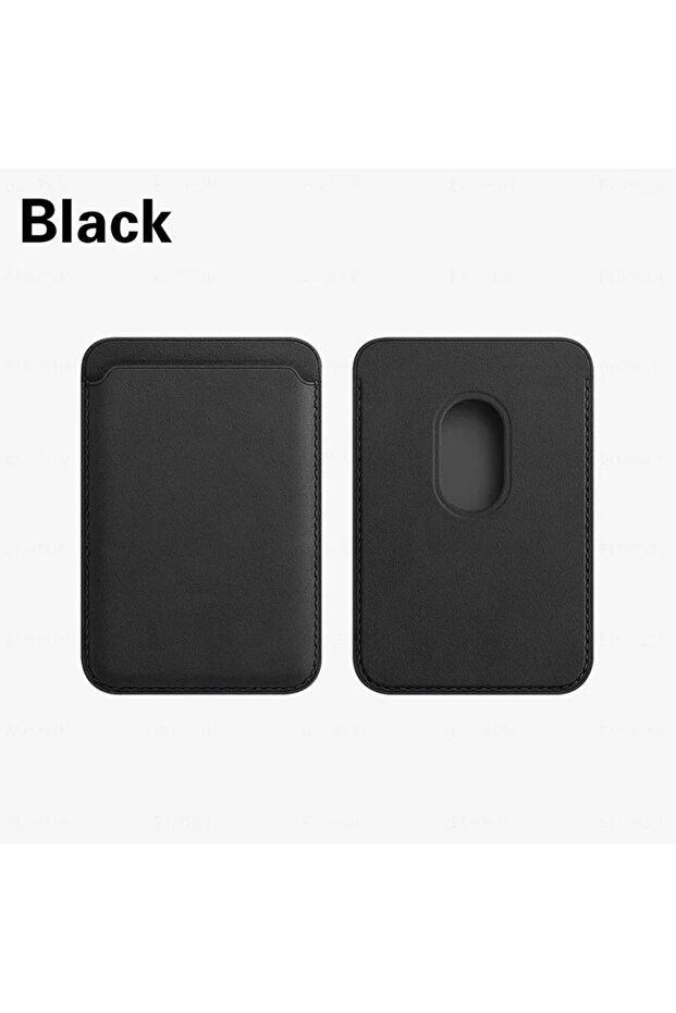 black Magnetic Leather Wallet Card Holder Macsafe Phone Stand for Magsafe IPhone 15 14 13 Pro Max Ma