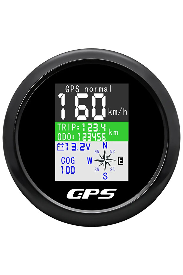 عداد سرعة ومسافة رقمي عالمي من BN مقاس 85 مم مزود بنظام تحديد المواقع العالمي (GPS) وهوائي GPS وشاشة TFT ومقياس فولت مقاوم للماء