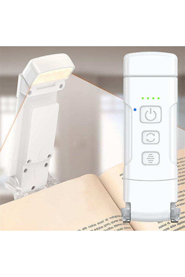 White Book Light with Timer USB Rechargeable 3 Colors & 5 Brightness Reading Light Clip-on Read Lamp