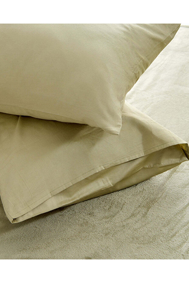 غطاء وسادة أخضر سادة (قطعتان) - 4