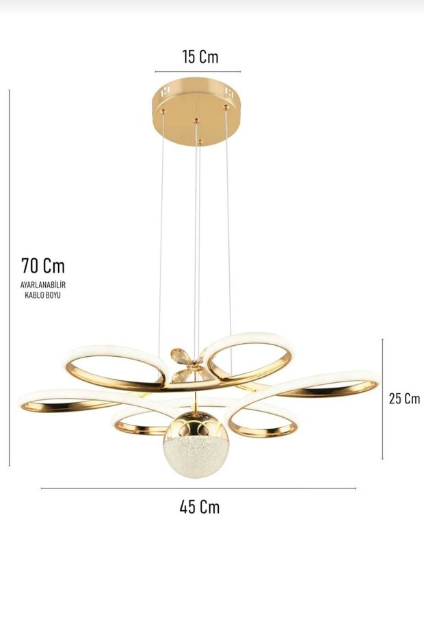 LEDLİ AVİZE 3 RENK IŞIK MODERN SARKIT LED AVİZE - 3