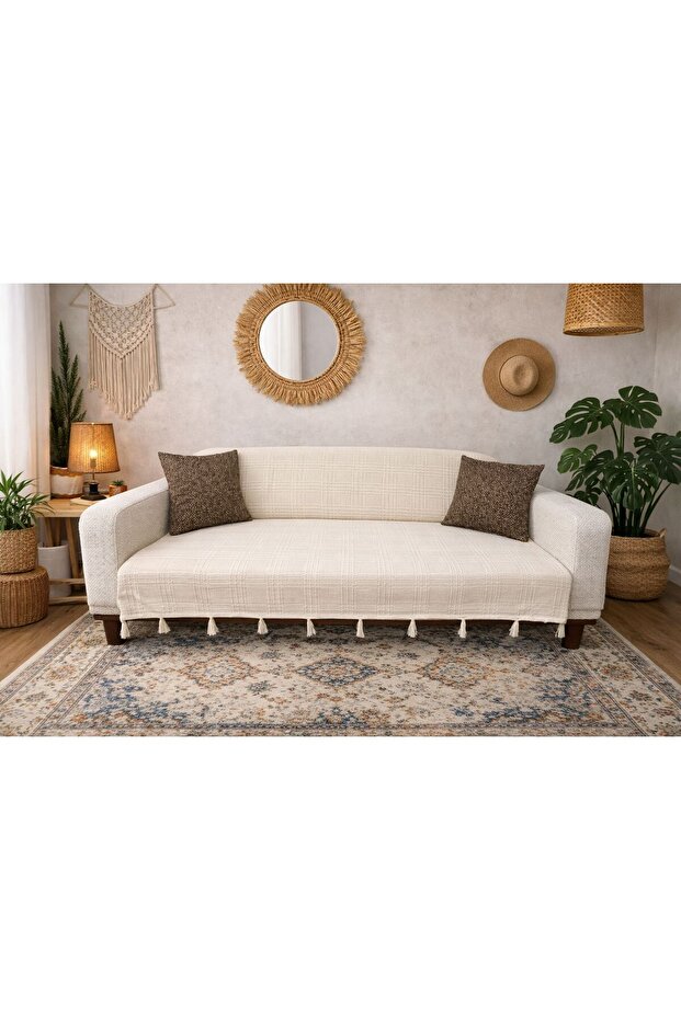 غطاء أريكة من بولدان، غطاء سرير قابل للطي مزين بالشراشيب 230x160