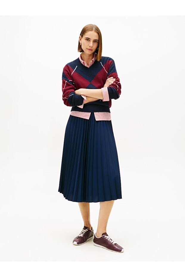 FLUID PLEATED PULL ON MIDI SKIRT - 2