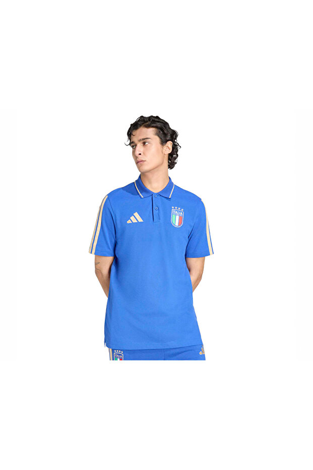 Italy World Cup Men's Training Fan Polo Neck T-Shirt Blue