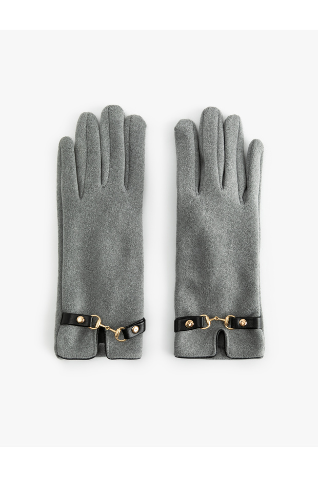 Wildleder-Optik Gürtelhandschuhe - 1