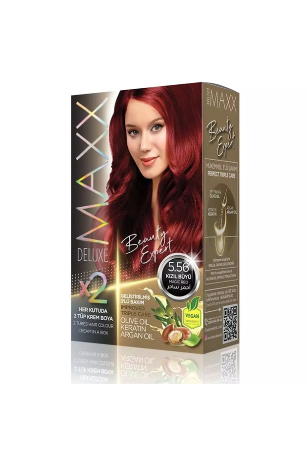 Deluxe Permanent Hair Colour With Olive Oil Keratin And Argan Oil- 5.56 Magic Red