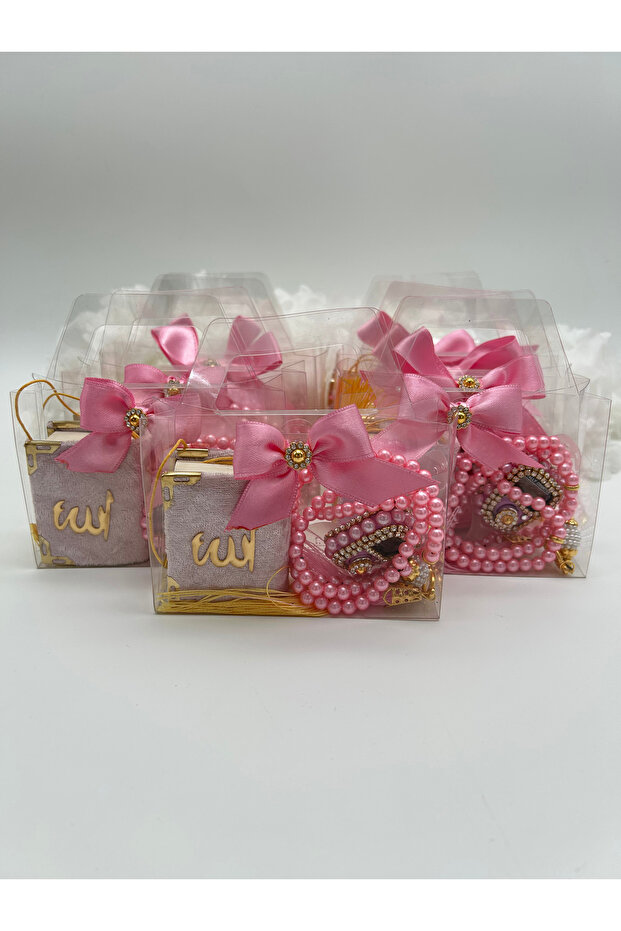 10 Pieces Mini Quran in a Bag-Looking Box, Pearl Prayer Beads and Stone Dhikr Mat Gift Set