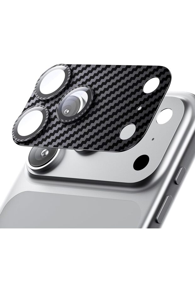 iPhone 17 Pro Camera Lens Protector Metal Top 9H+ Tempered Glass Camera Screen Case Friendly Carbon Fiber