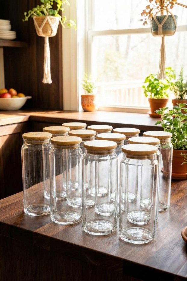 Plus - 12-Piece Glass Storage Container 1300ml with Vacuum Bamboo Lid