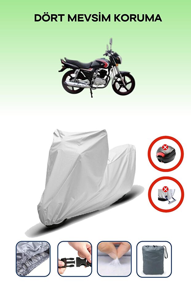 Gray Rear Bag Lock Incompatible Arora Ar 150-A Compatible Motorcycle Tarpaulin, 4 Seasons