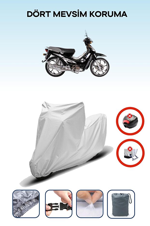 Gray Rear Bag Lock Incompatible Kuba Xy100-E Compatible Motorcycle Tarpaulin, 4 Seasons