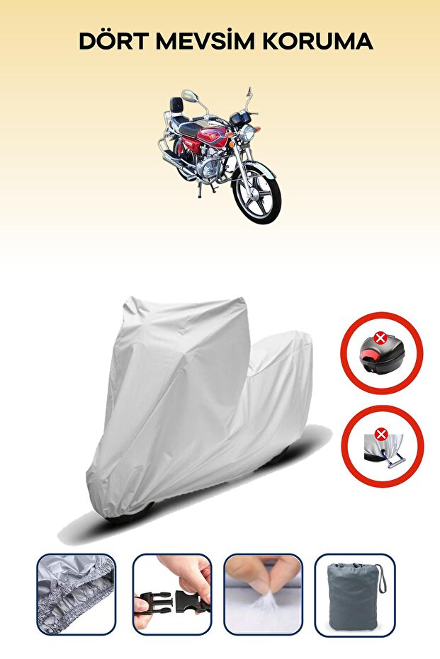 Gray Rear Bag Lock Incompatible Arora Ym 150-A Compatible Motorcycle Tarpaulin, 4 Seasons