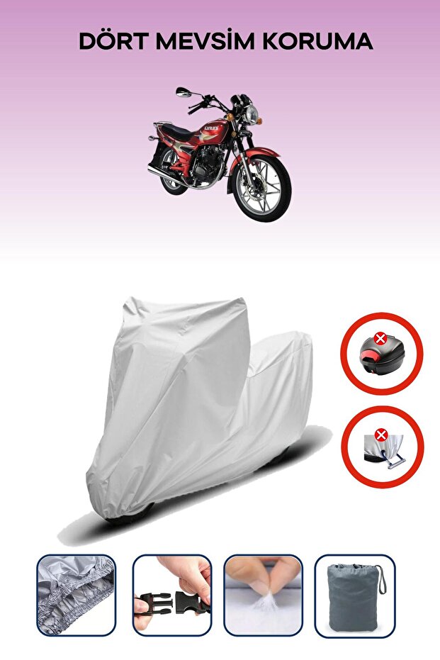 Gray Rear Bag Lock Incompatible with Kanuni Seyhan 125 Compatible Motorcycle Tarpaulin, 4 Seasons