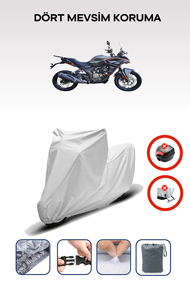 Gray Rear Bag Lock Incompatible Voge 300 Ds Compatible Motorcycle Tarpaulin, 4 Seasons