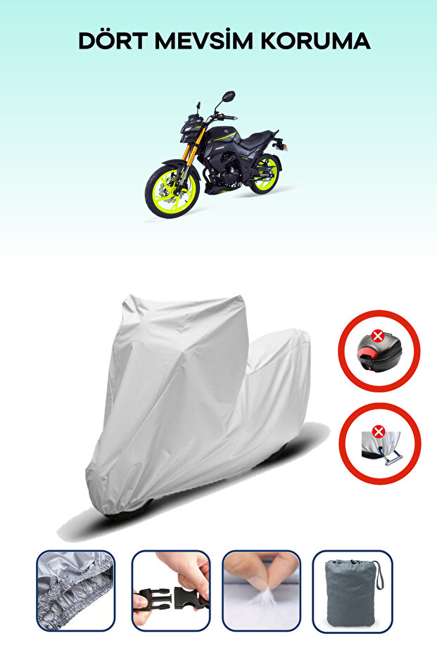 Gray Rear Bag Lock Incompatible Arora Mt 125 Compatible Motorcycle Tarpaulin, 4 Seasons