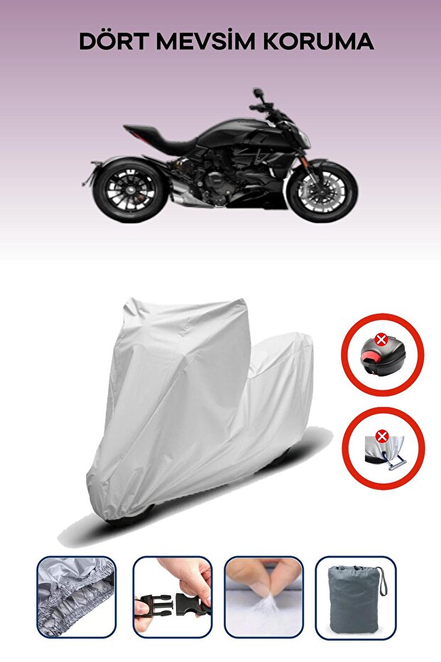 Gray Rear Bag Lock Incompatible with Ducati Diavel Compatible Motorcycle Tarpaulin, 4 Seasons