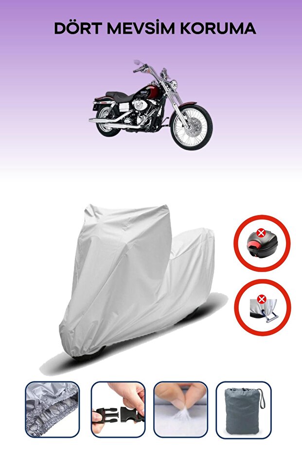 قفل حقيبة خلفية رمادي اللون غير متوافق مع قماش الدراجة النارية المتوافق مع Harley-Davidson Dyna Wide Glide FXDWGI