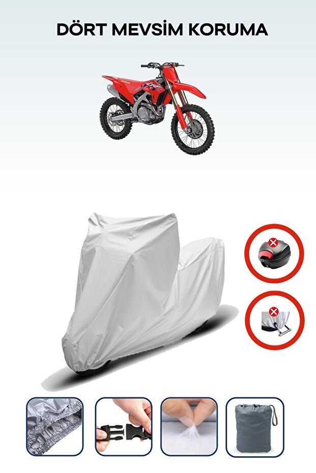 Gray Rear Bag Lock Incompatible Honda Crf 450 R Compatible Motorcycle Tarpaulin, 4 Seasons