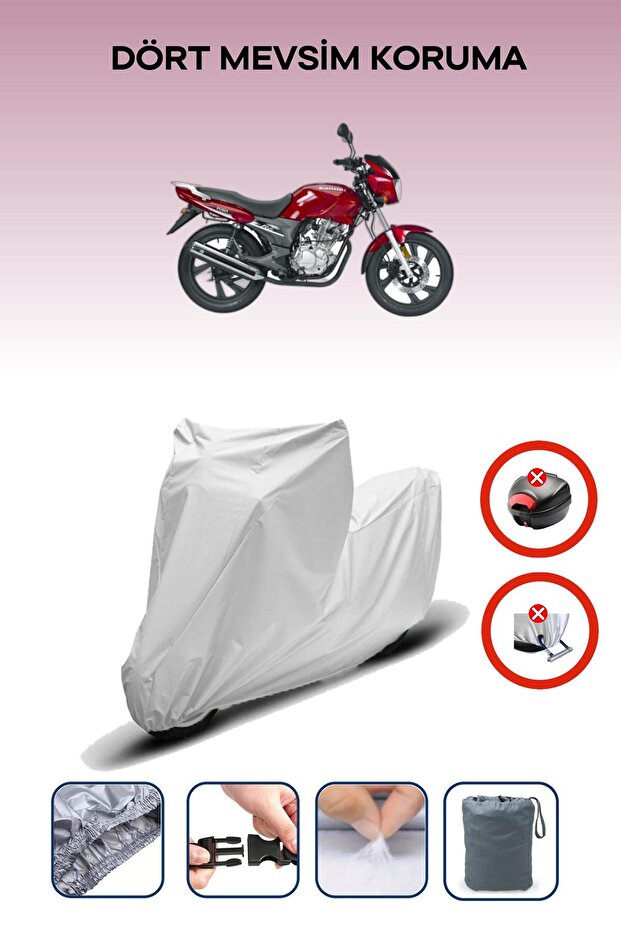 Gray Rear Bag Lock Incompatible Kanuni Puma 150 Compatible Motorcycle Tarpaulin, 4 Seasons