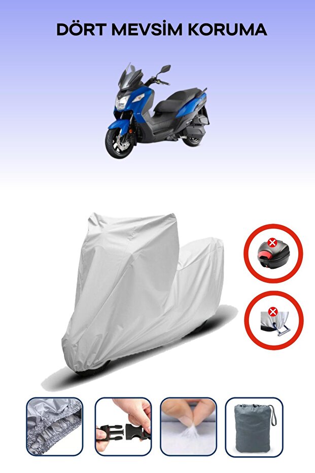 Gray Rear Bag Lock Incompatible with Sym Joymax Z 250 Compatible Motorcycle Tarpaulin, 4 Seasons