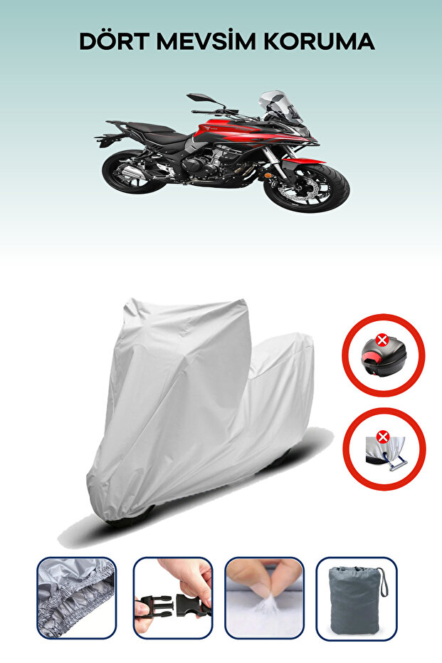 Gray Rear Bag Lock Incompatible Voge 500 Ds Compatible Motorcycle Tarpaulin, 4 Seasons