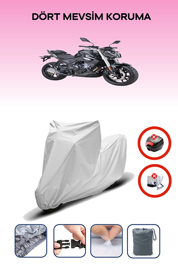 Gray Rear Bag Lock Incompatible Voge 500 R Compatible Motorcycle Tarpaulin, 4 Seasons