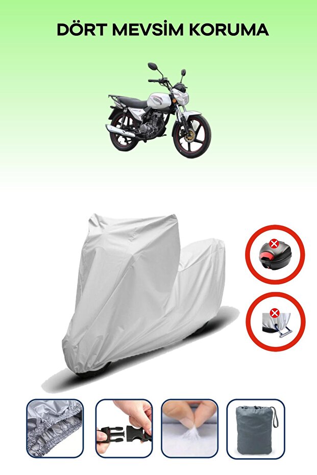 Gray Rear Bag Lock Incompatible Kuba Razore 100 Compatible Motorcycle Tarpaulin, 4 Seasons