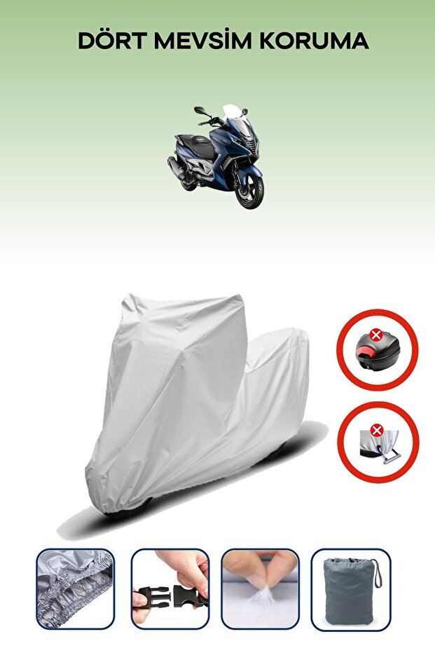 Gray Rear Bag Lock Incompatible Arora Gt 125 Compatible Motorcycle Tarpaulin, 4 Seasons