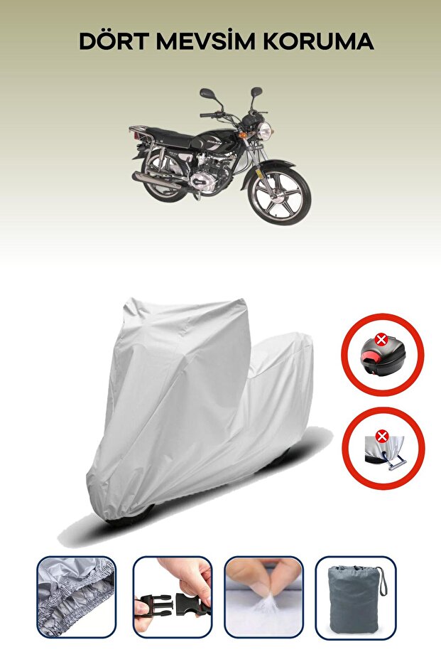 Gray Rear Bag Lock Incompatible Bisan Toprak Wrc 100 Compatible Motorcycle Tarpaulin, 4 Seasons